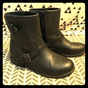 Faux leather engineer boots